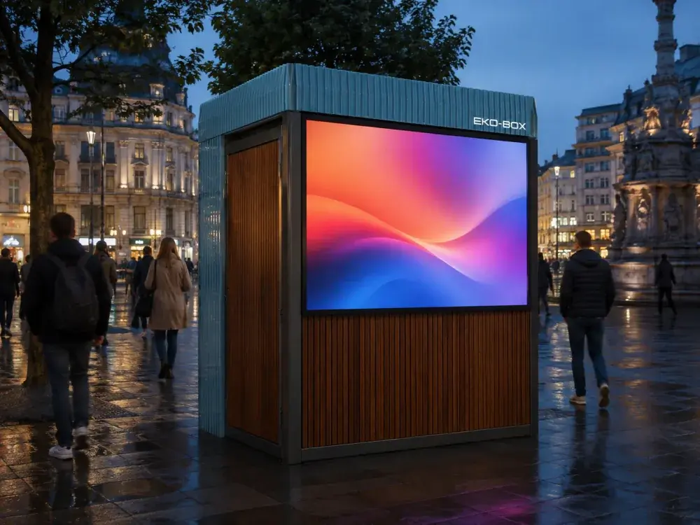 Container LED pubblicitario visibile di notte