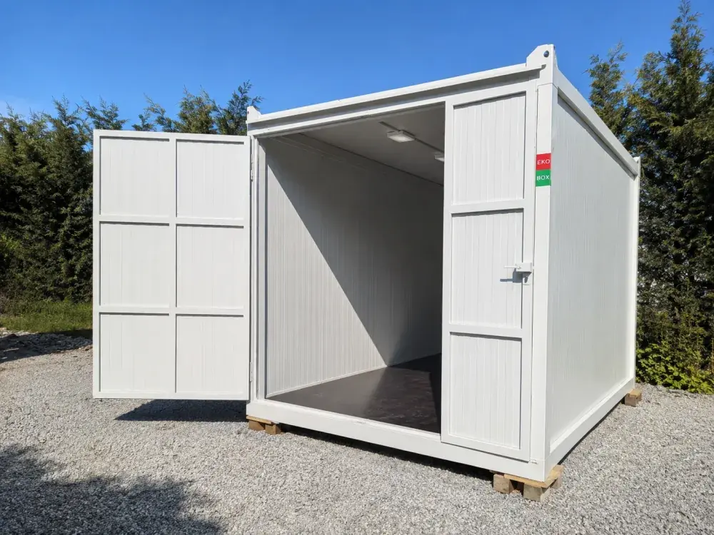 Modulo container magazzino con doppia porta aperta